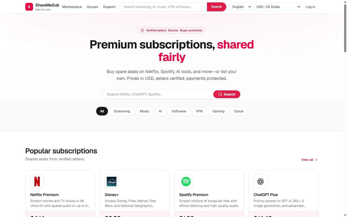 ShareMeSub desktop UI