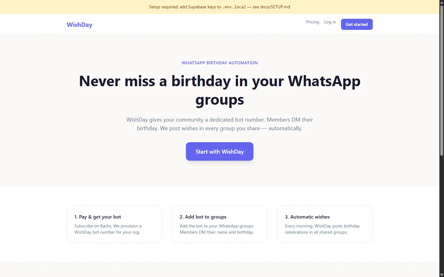 WishDay Windows desktop UI